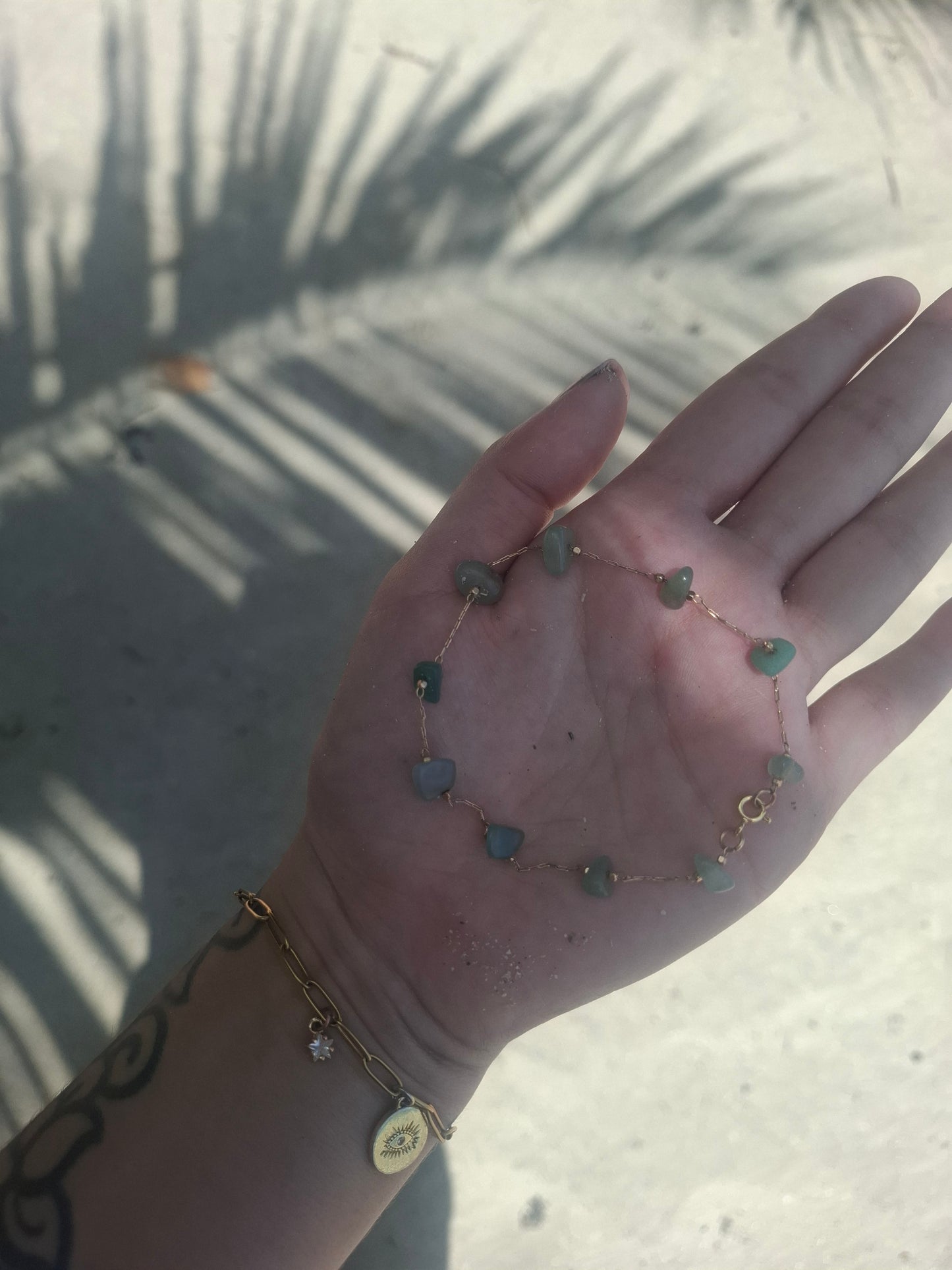 aventurine sun ray anklet ☀︎.ೃ࿔*:･