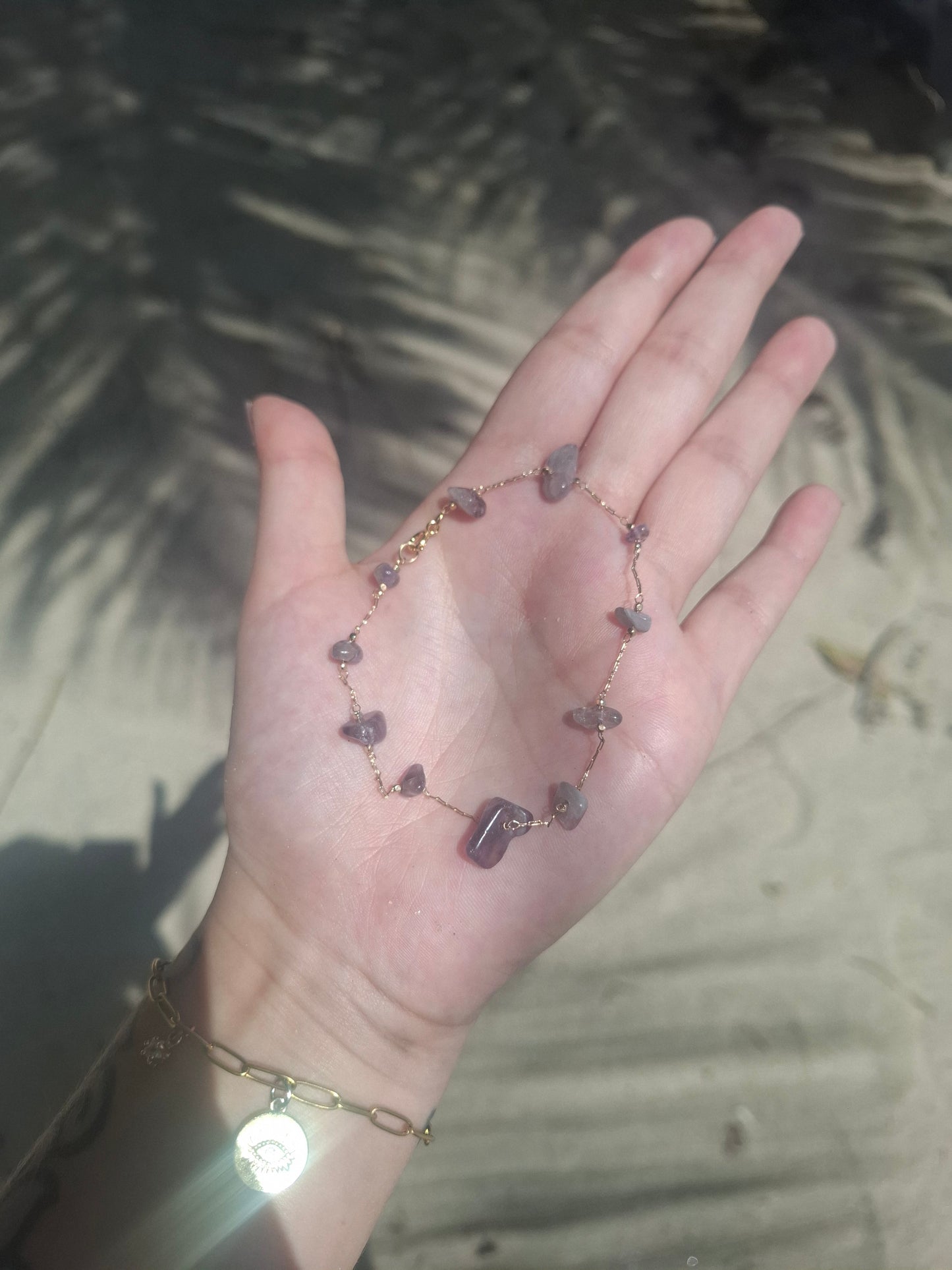 amethyst sun ray anklet ☀︎.ೃ࿔*:･