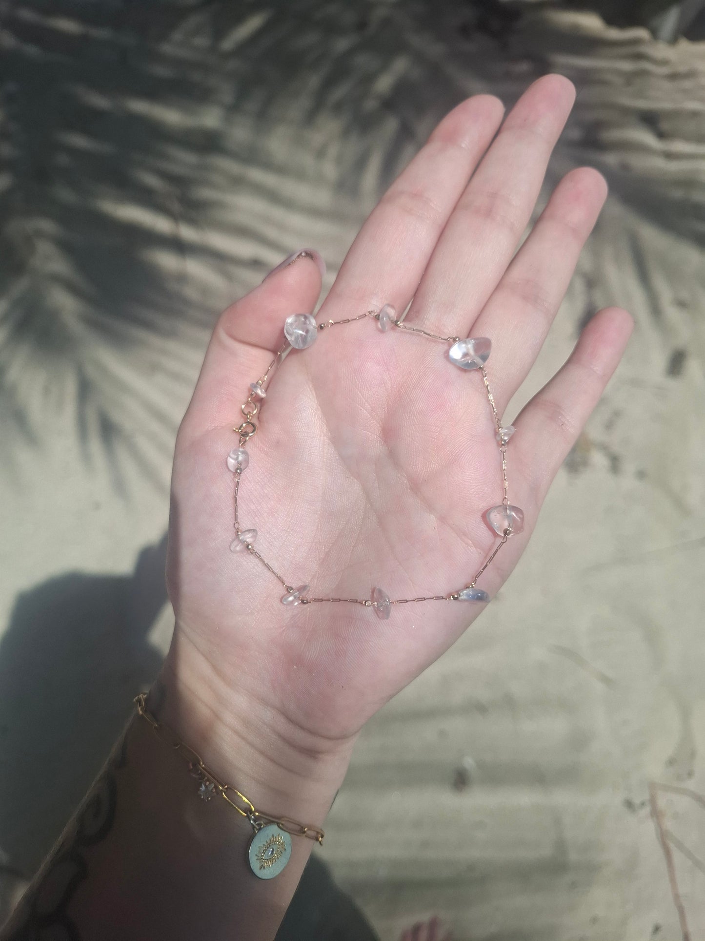 clear quartz sun ray anklet ☀︎.ೃ࿔*:･