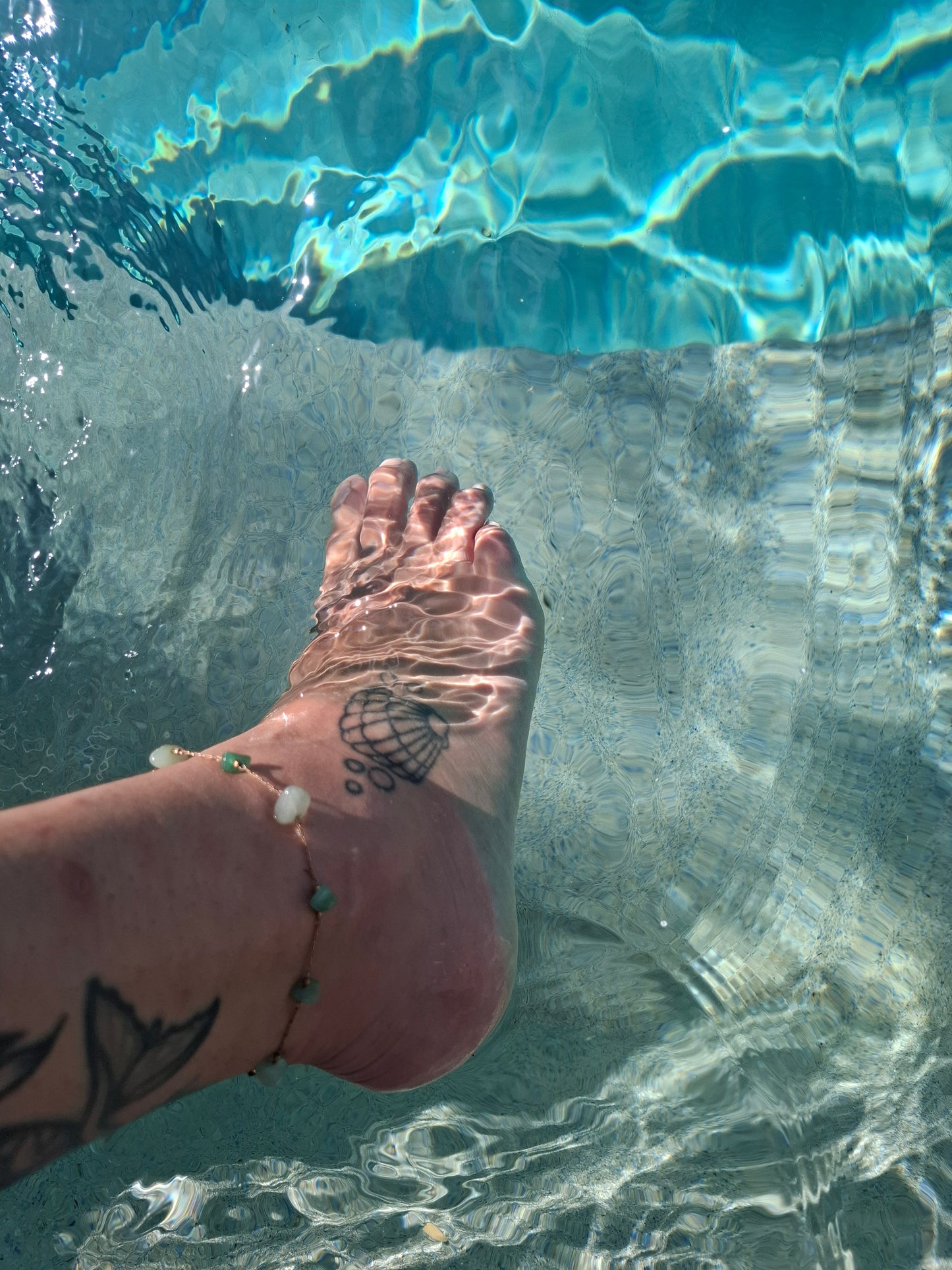 aventurine sun ray anklet ☀︎.ೃ࿔*:･
