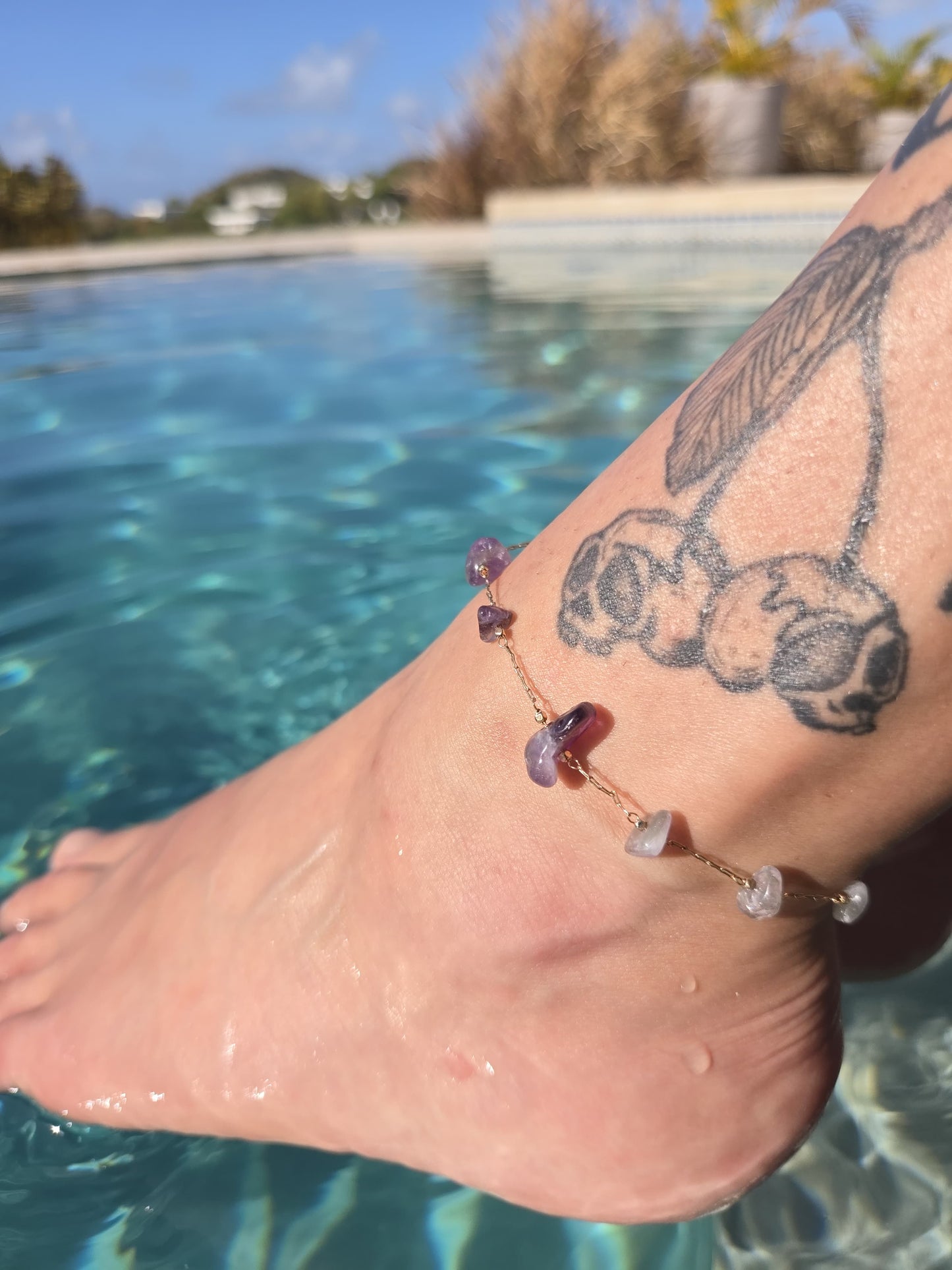 amethyst sun ray anklet ☀︎.ೃ࿔*:･