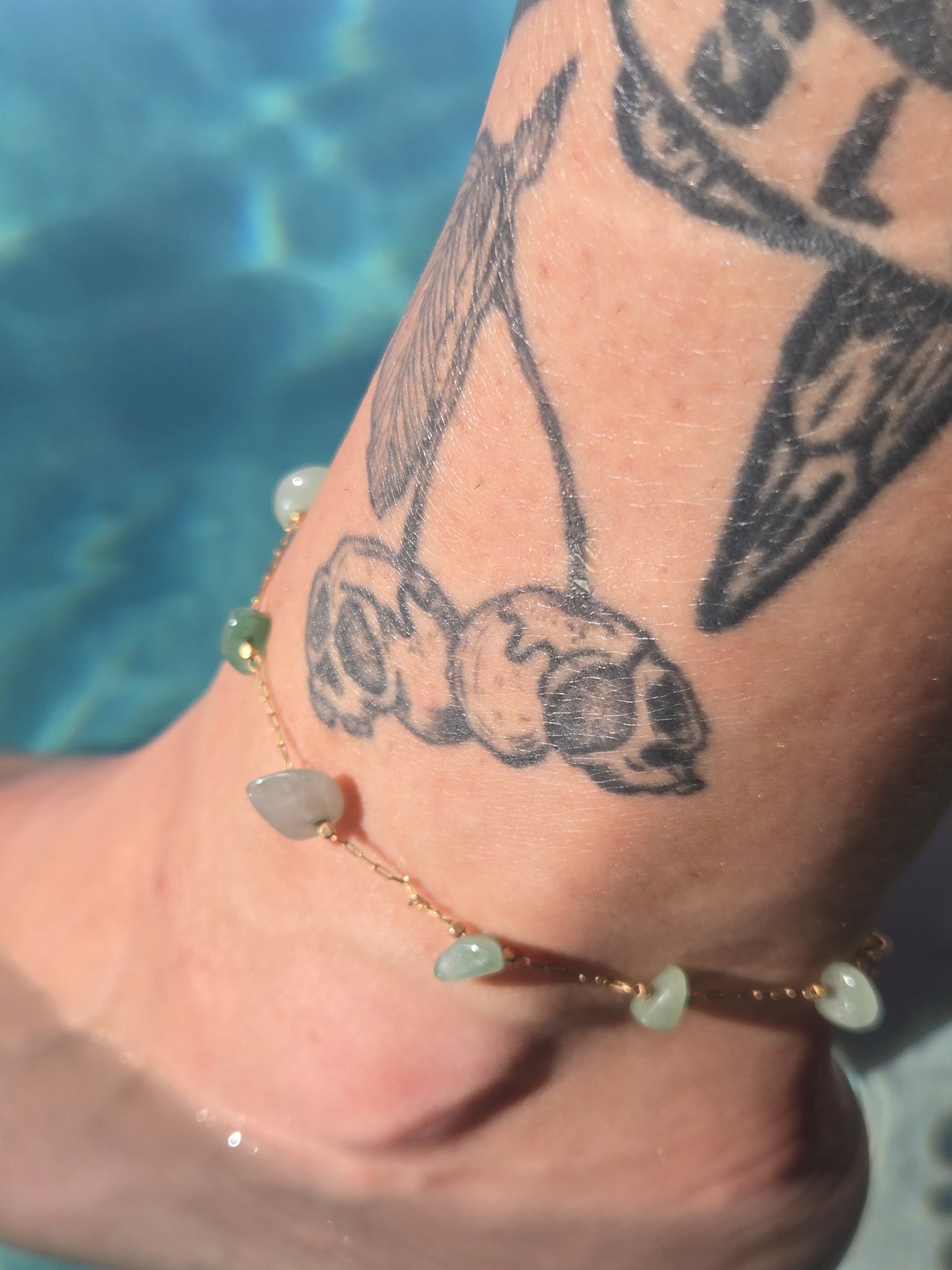 aventurine sun ray anklet ☀︎.ೃ࿔*:･