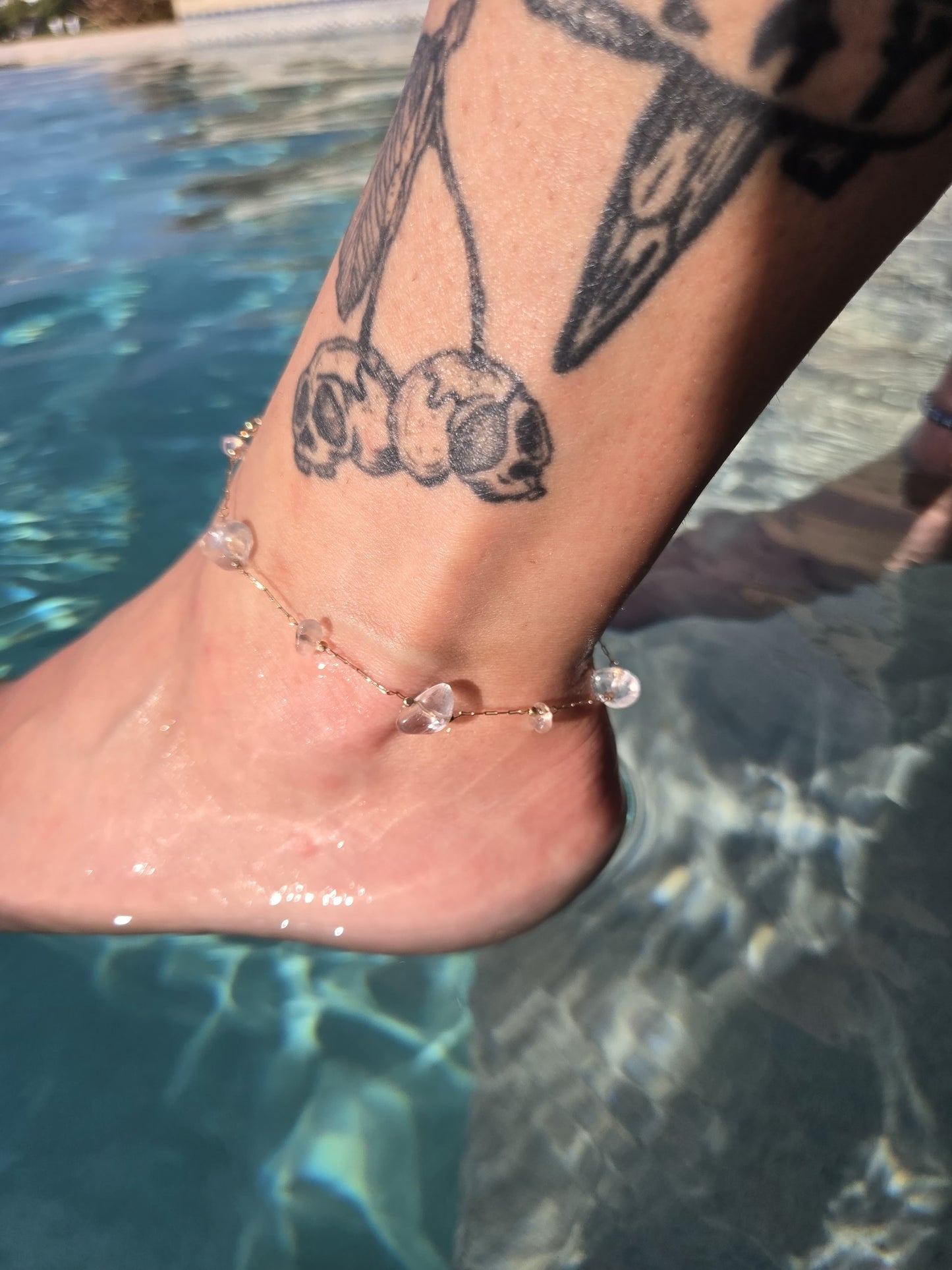 clear quartz sun ray anklet ☀︎.ೃ࿔*:･